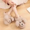 Comwarm Cute Dog Short Plush Slippers For Women 2026 Winter Warm Furry Cotton Shoes Couples Home Indoor Bedroom Cozy Slippers