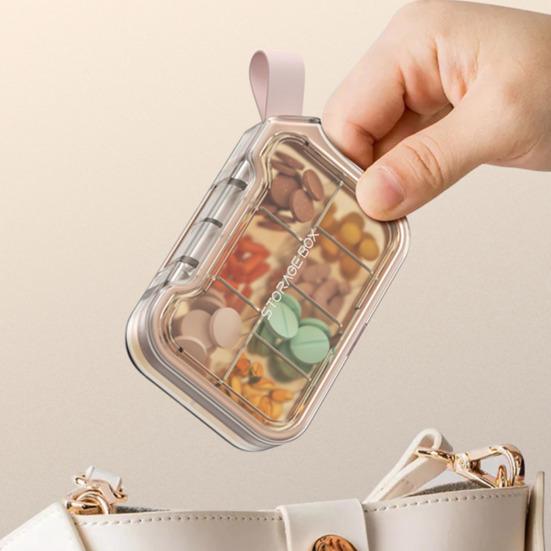 Pill Box Easy to Carry Pills Organizer with Handles And Leak-Proof Compartments Holder for Travel Gym Work