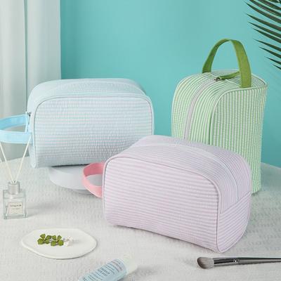 1 Pc Women Plaid Cosmetic Bag Zipper Travel Makeup Bag Simple Toiletry Bag Makeup Organizer Storage Bag Girls Washing Pouch