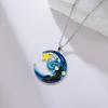 Van Gogh The Starry Night Necklace Star Moon and Black Cat Necklace Asymmetric Night Sky Necklaces For Women Birthday Jewelry