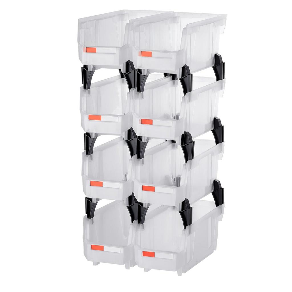 Plastic Stackable Storage Bins, 27.6 x 14 x 13 cm (8 Pack), Plastic Containers for Organizing & Storage Bins for Closet, Garage, Small Parts, Office