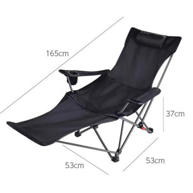 Folding Recliner Portable Camping Chair with Adjustable Backrest and Cotton-Filled Seat for Travel Beach Fishing Outdoor Chair