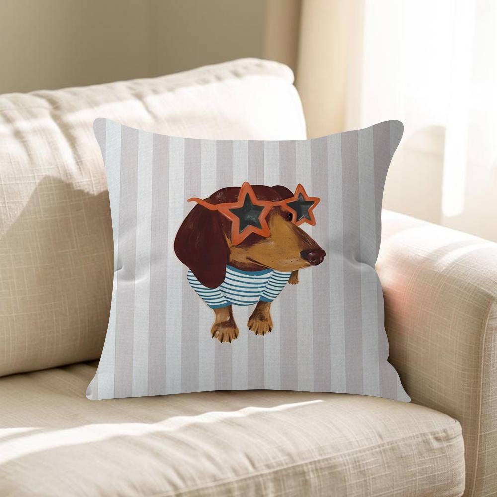 Cartoon Cute Dachshund Personalized Pillow Dust Cover Bedroom Kids Party Decoration Pillowcase Birthday Children Gift