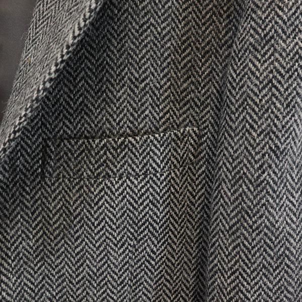 Aquascutum Made In Japan Herringbone Pattern Tailored Jacket 96A6 Gray Men's Used