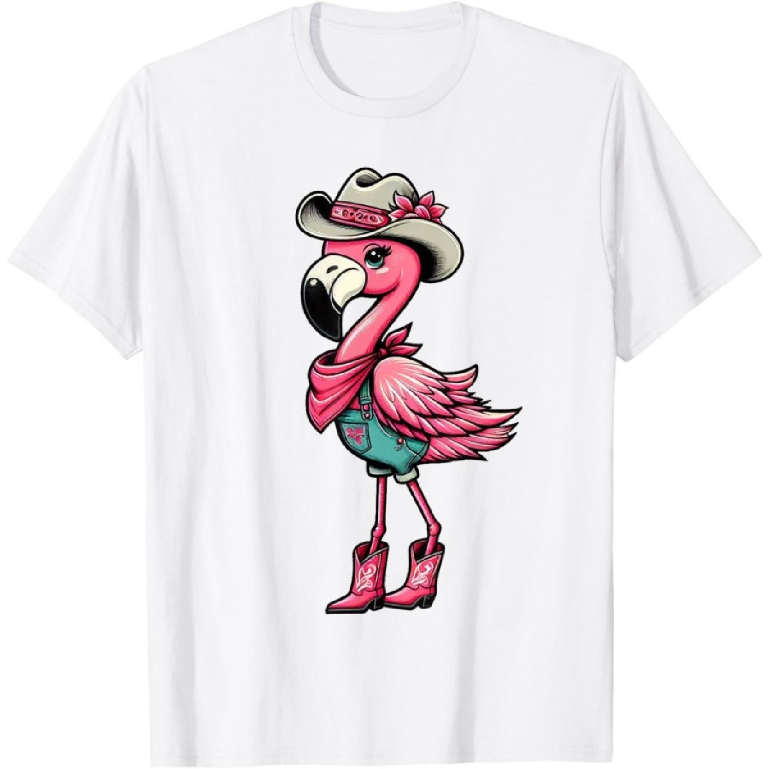 Flamingo Cowgirl Women Girl Cute Flamingo Tropical Birds T-Shirt XXXXXL белый