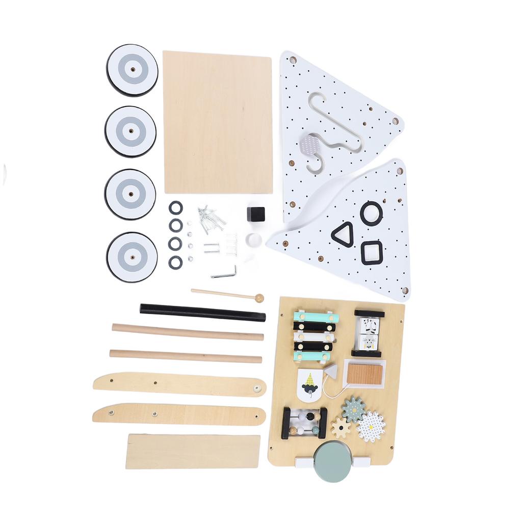 Wooden Baby Walker with Roller Develops Motor Skills Multiple Activities Push Pull Learning Walker