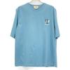 Hermes Blue Chest Embroidery Short Sleeve T-shirt Tops L blueUsed