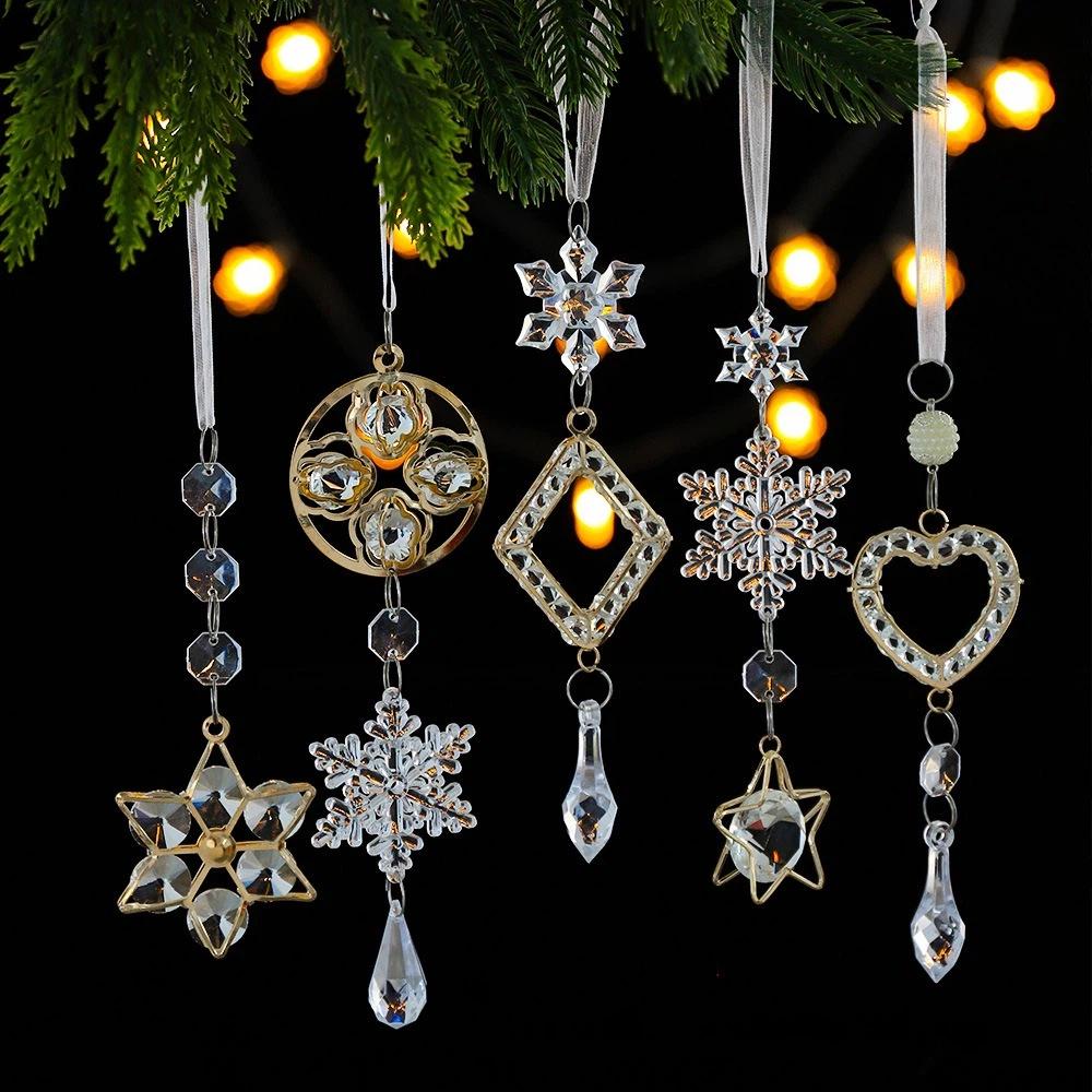 Love Heart Christmas Tree Decorations Fake Ice Snowflakes Pendants Window Scene Decor