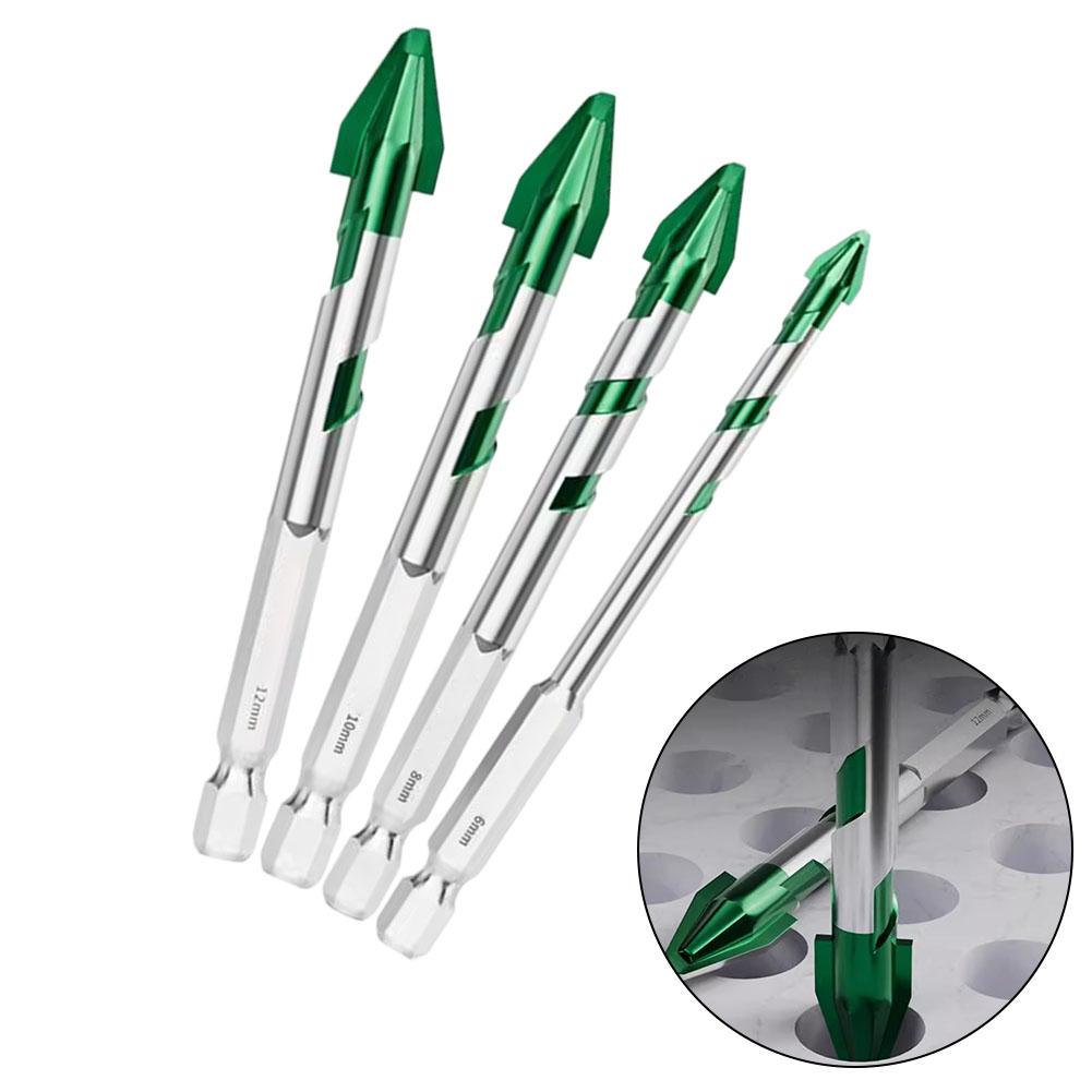 

4PCS Drill Bit Set 6/8/10/12mm Multifunction Carbide Drill Bits Carbide Drilling For Wall Glass Wood Metal Tiles Drilling Tools