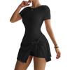 Casual Yoga One-Piece Short Skirt Tight Back Fake Two Pieces Outdoor Fitness Anti-Light Sports Tennis Skirt Women