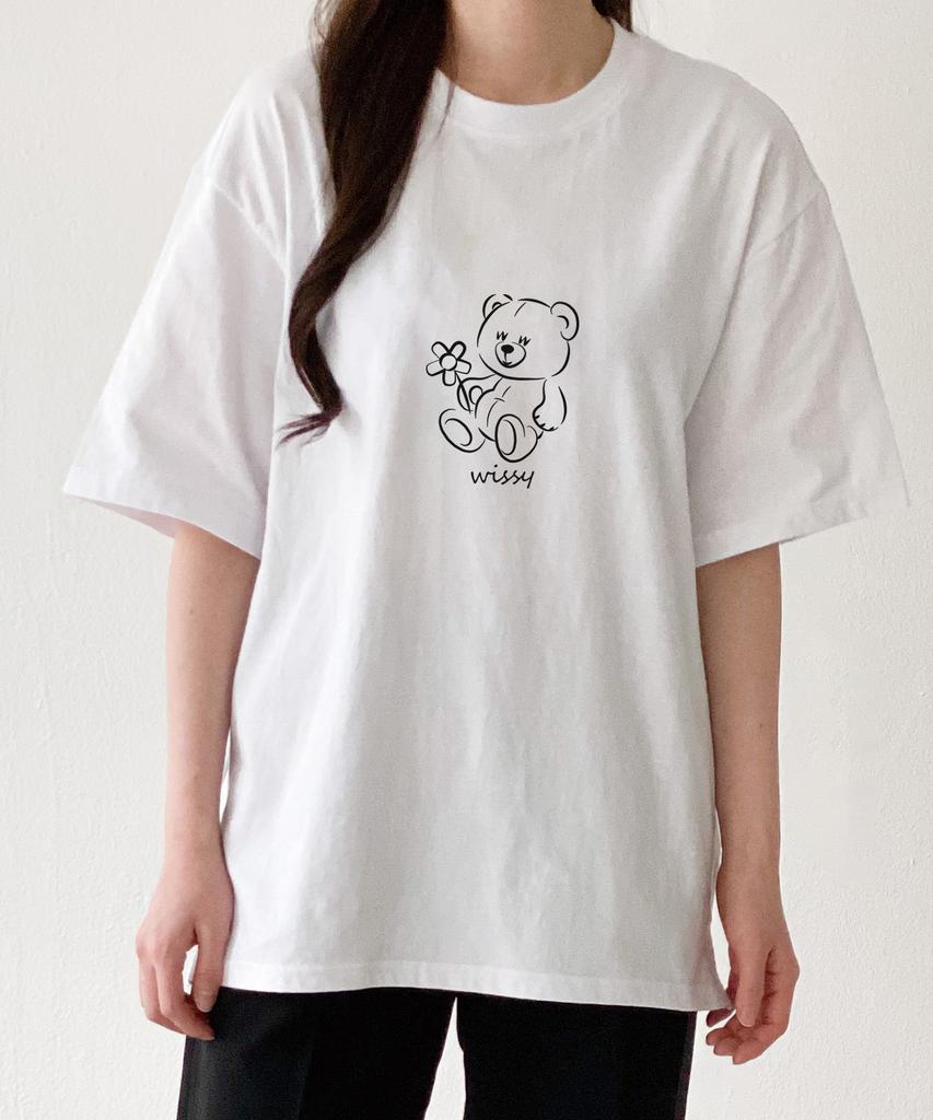 Wissi Blume Bär Kurzarm T-Shirt (Ws022) Weiß