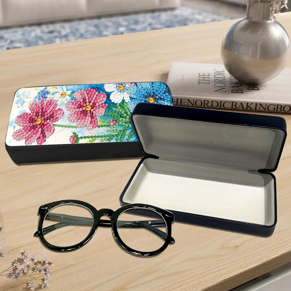 PU Handmade Art Craft 2Pcs 5D DIY Diamond Painting Glasses Case Kit Diamond Painting Art Glasses Case Diamond Art Accessory