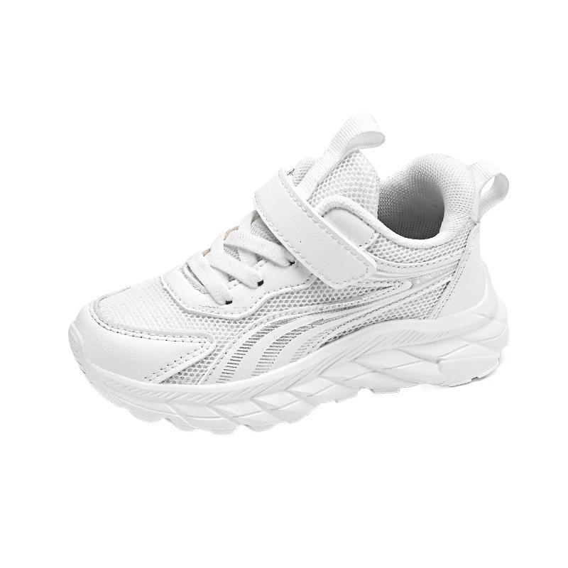 606 Kinder-Sneaker schwarz Frühling und Herbst neu Mesh Jungen kleine weiße Schuhe Mädchen weiße Laufschuhe Kreuz