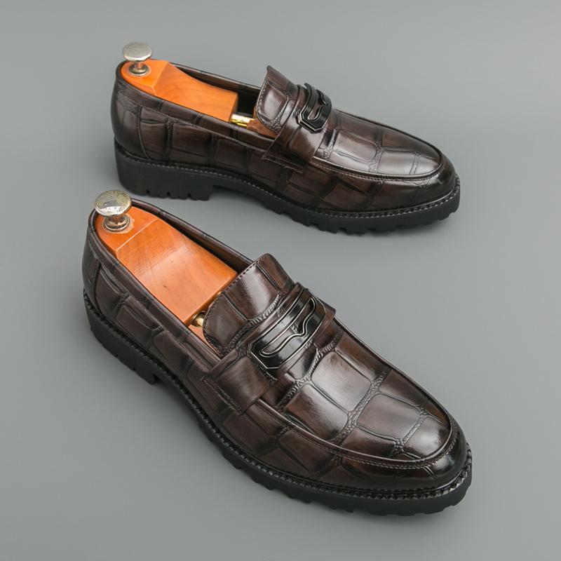 

Fashion Men Fashionable Loafers Black Brown European American Casual Comfortable Brand Office Leather Shoes Gentleman s Shoes Men 46 коричневый