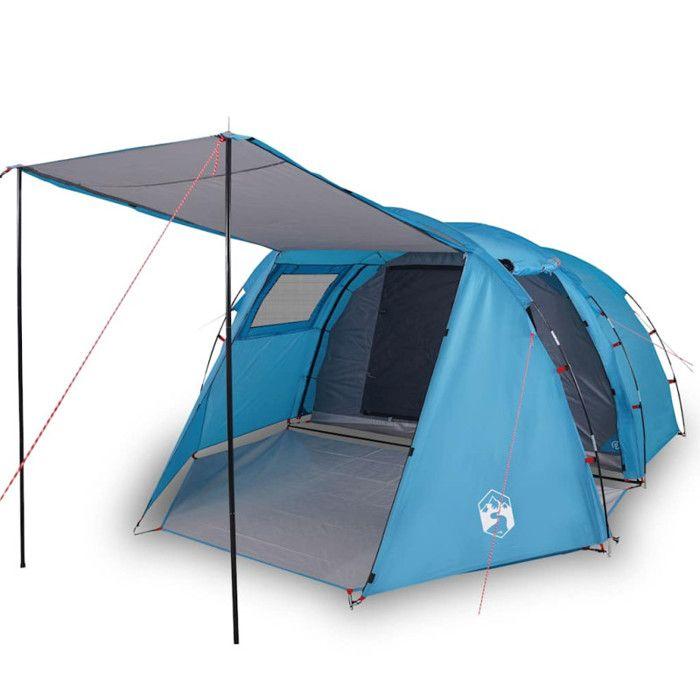 VidaXL Tunnel Camping Tent 4 Personnes, Shade Tent with Carry Bag, Camping Awning, Garden Shelter, Blue 94398