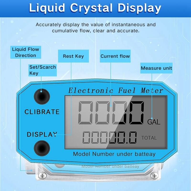 Turbine Digital Oil Meter LCD Heating Oil Flow Meter Diesel Gasoline Flow