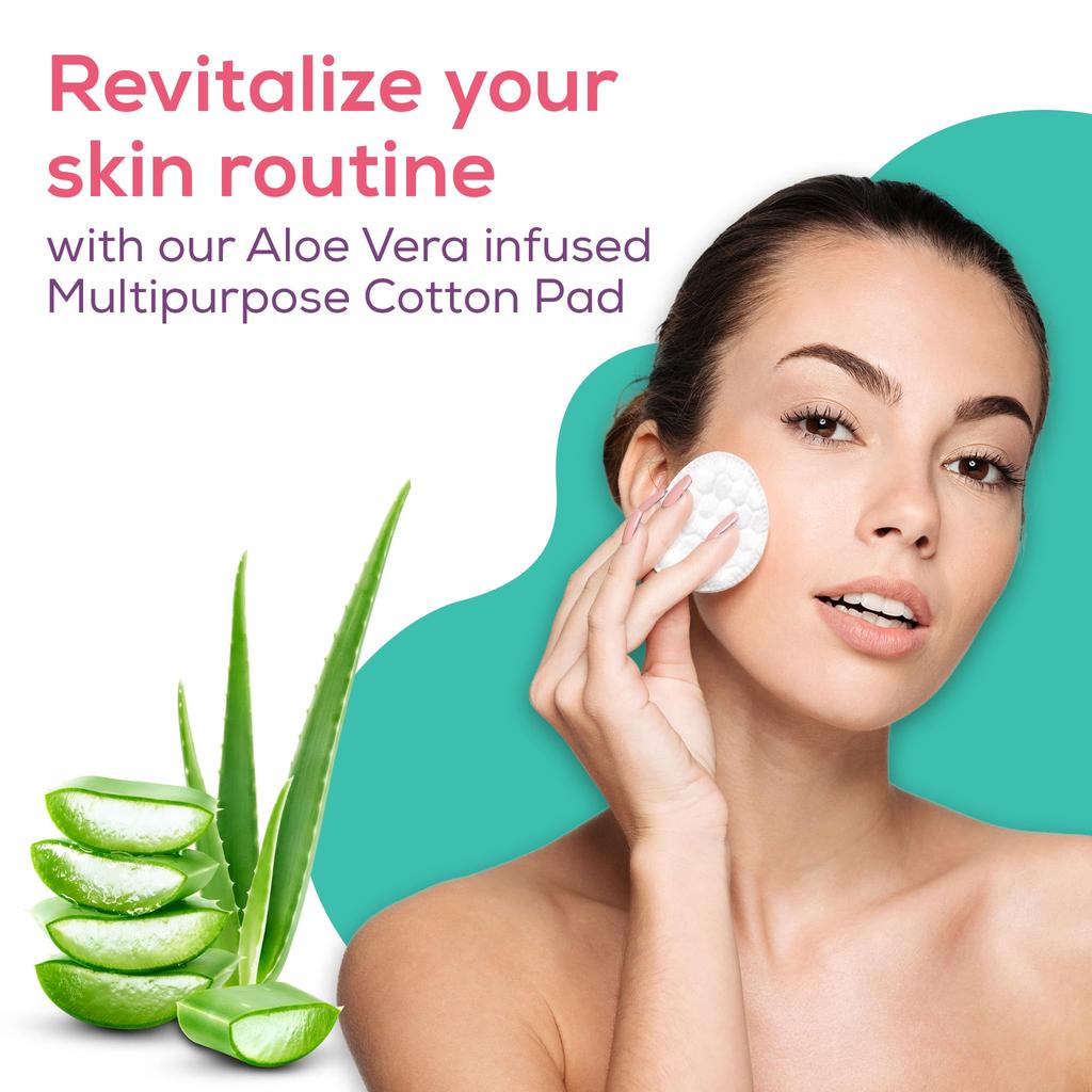 Evereve Mehrzweck-Wattepads, 200 Stück, 100% Baumwolle, Mit Aloe Vera Extrakten, Geprägt, Beidseitig, Zur Hautreinigung, Augen- & Gesicht Make-up Entferner