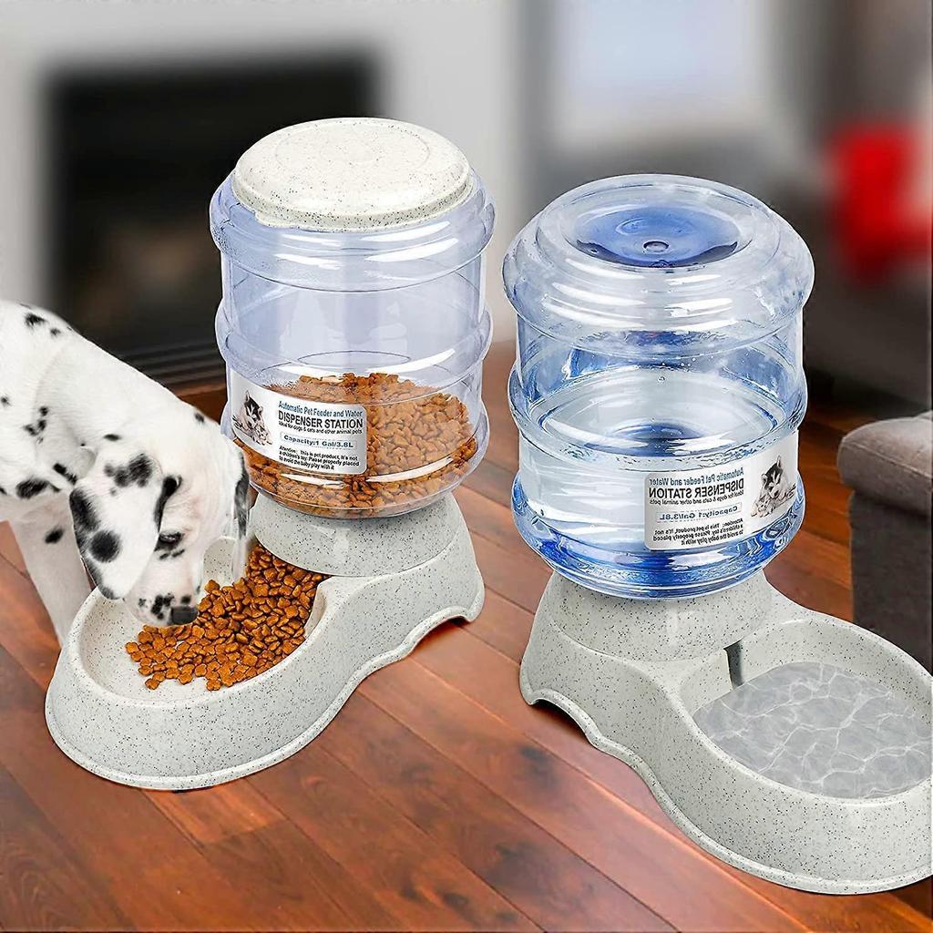 FAYDUDU Cat Water Fountain Automatic Cat Food Dispenser Automatic Water and Food Dispenser 3.8L for Cat and Dog (Feeder+Water Feeder, Style B)