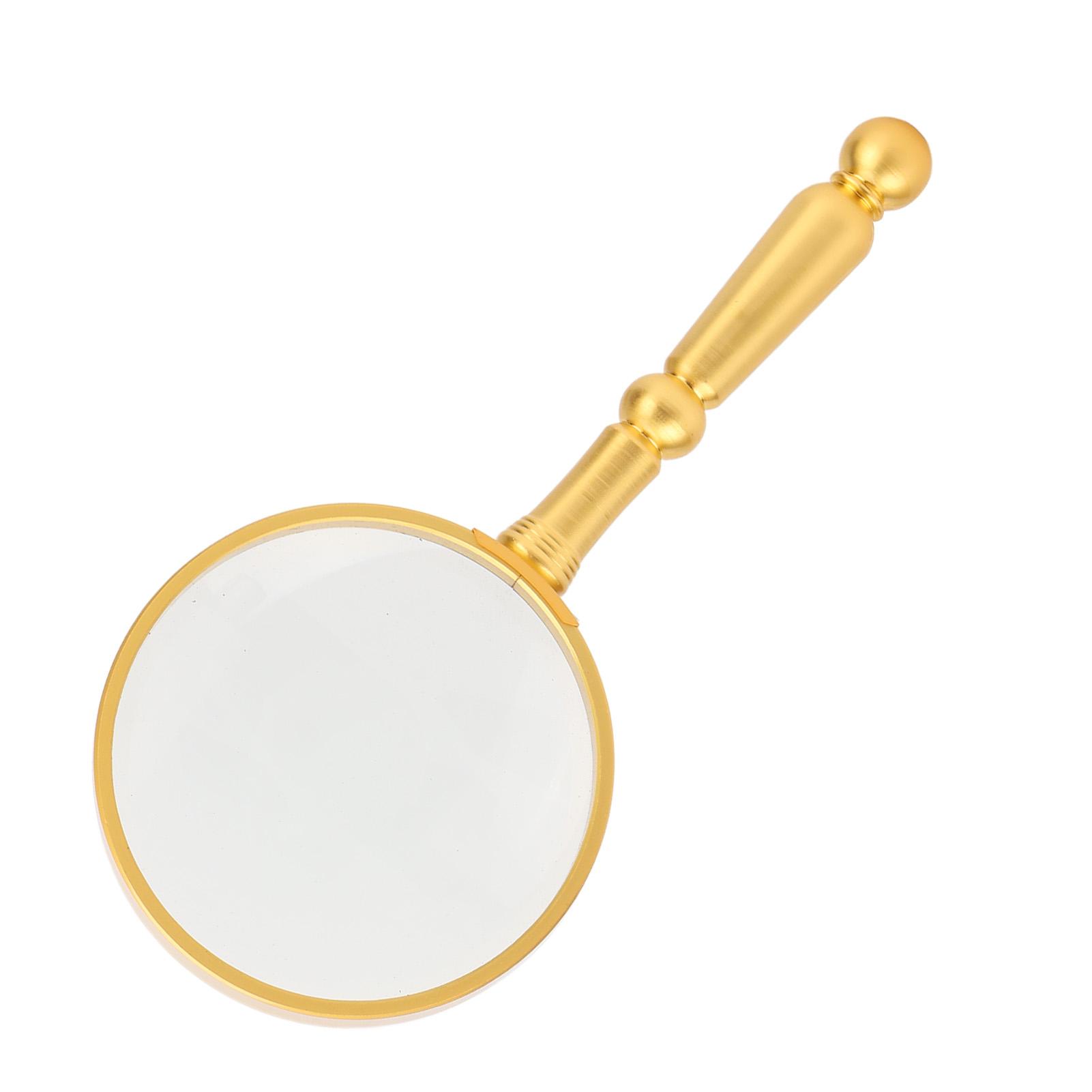 

Magnifying Glass Classic Gold Ergonomic Handheld 6x Optical Full Metal 75mm Reading Magnifying