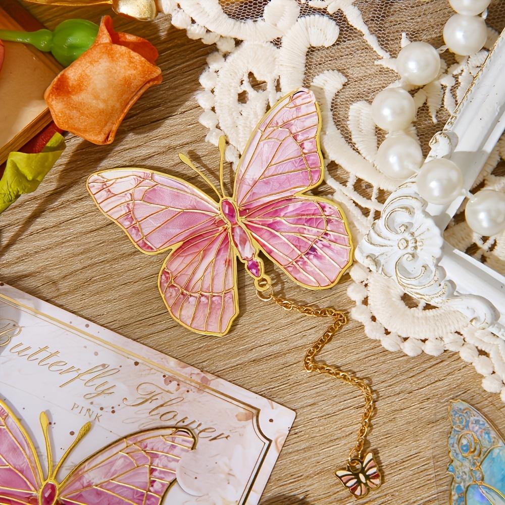 One Piece of Stylish Metal Bookmarks Featuring A Vintage Butterfly Design, Complete with A Chain and An Elegant Tassel Pendant