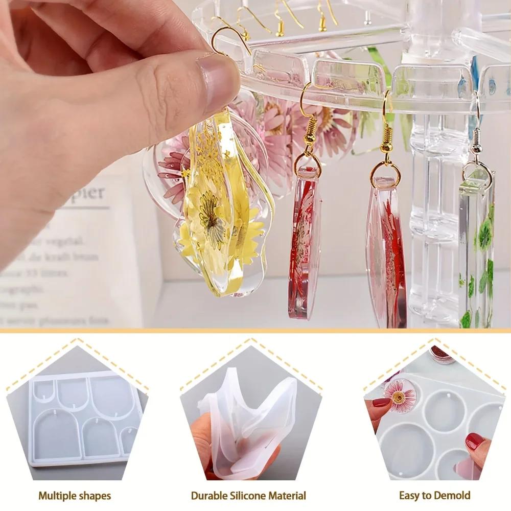 A Top Quality 11Pcs DIY Jewelry Earrings Drop Glue Mold, Epoxy Resin DIY Jewelry Resin Casting Mold, Earrings Making Process