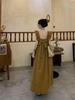 Elegant Summer Puff Sleeve Bow-Tie Backless Dress