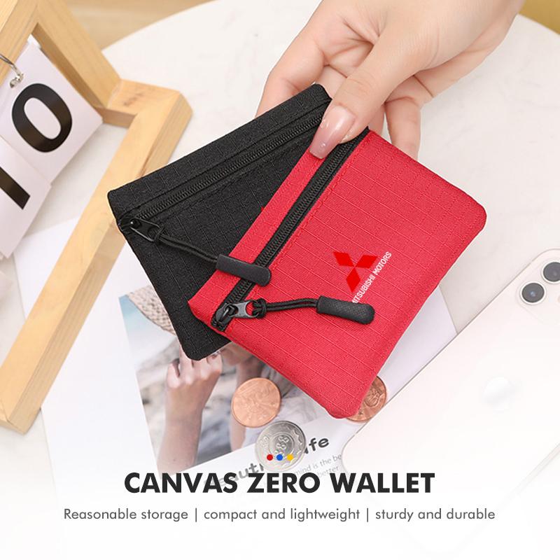 For Mitsubishi Casual Coin Purse Canvas Zipper Short Mini Wallet Outlander Lancer L200 ASX Pajero Grandis Eclipse WM1