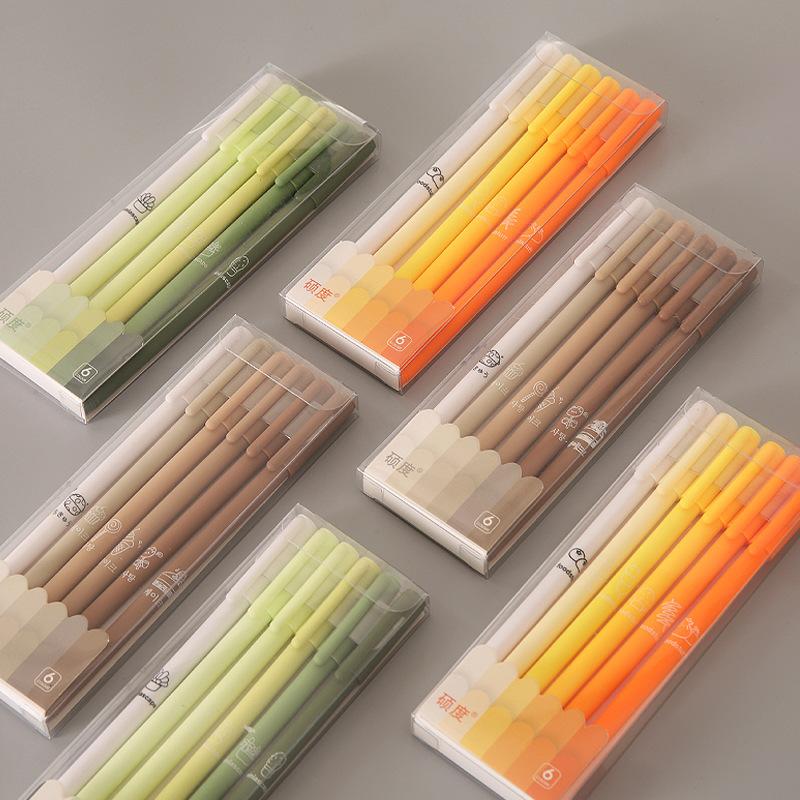 

6 шт. ручек унисекс диаметром 0,5 мм. Высококачественные, быстросохнущие черные водяные ручки. Школьные принадлежности для студентов.