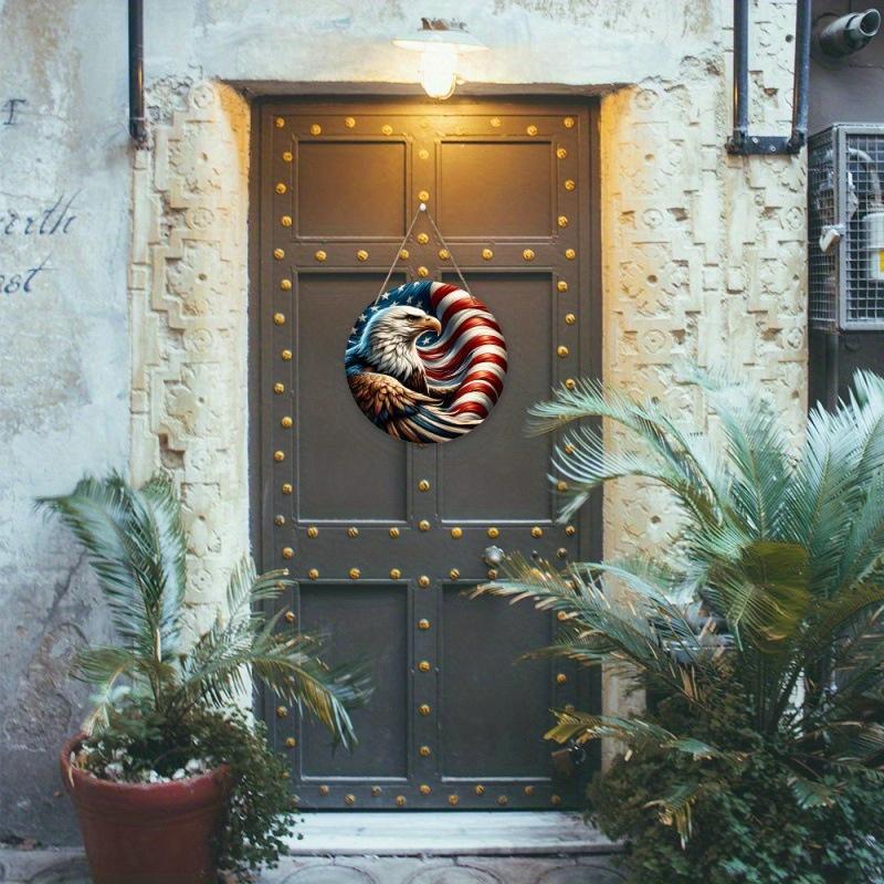 2D Flat 20cm Independence Day Atmosphere Wooden Wall Hanging Decor - Eagle Universal Holiday Wooden Pendant, Home Decoration, Welcome Sign Party