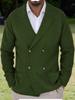 Men's Outdoor Casual Loose-fitting Plain Knit Jacket With A Green Collar And Double-breasted Buttons