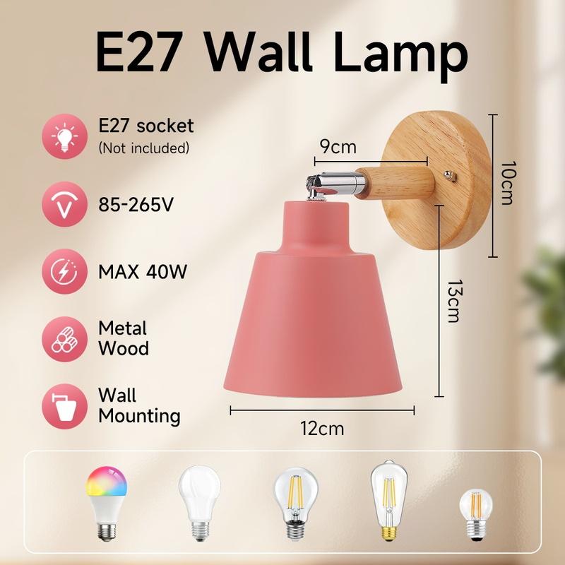 LED Wall Light E27 Bulb Replaceable 85-265V 3 Color Wall Lamp Bedside Light Living Room Bedroom Wall Sconce Decor Lighting