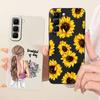 For Infinix Hot 70 5G Case X6895 X6895B Pretty Girl Sunflowers Painted Cover Soft TPU Phone Case For Infinix Hot 70 Hot70 Fundas