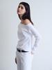 Weibeuyunion One Shoulder Soft Rib Long Sleeve Top White