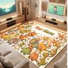 Tapis Doux en Velours Cristal Thème Dinosaure Impression Personnalisée Nom & Texte Tapis de Sol Antidérapant pour Chambre à Coucher Salon