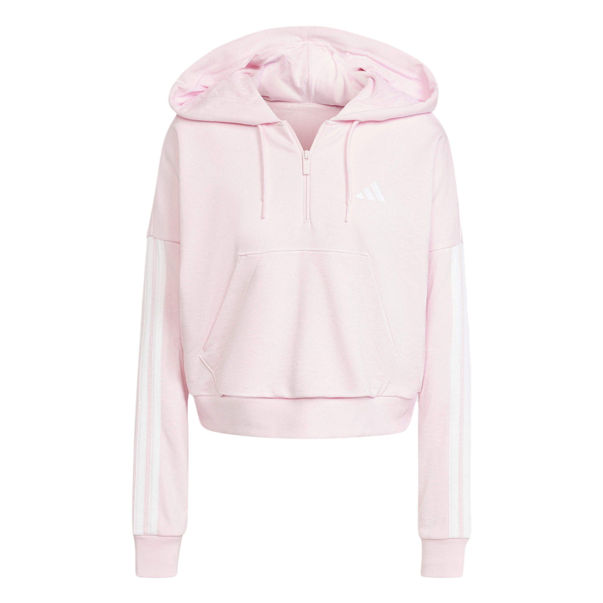 Adidas Sport Performance Essentials Hooded Striped Half-Zip Long Sleeve Sweatshirt Women Sweatshirt Pink JN1943 A/XL