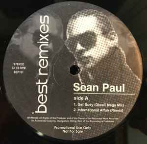 

12inch Record SEAN PAUL - Best Remixes BEP101 NOT ON LABEL US Reggae, Ska & Dub Used