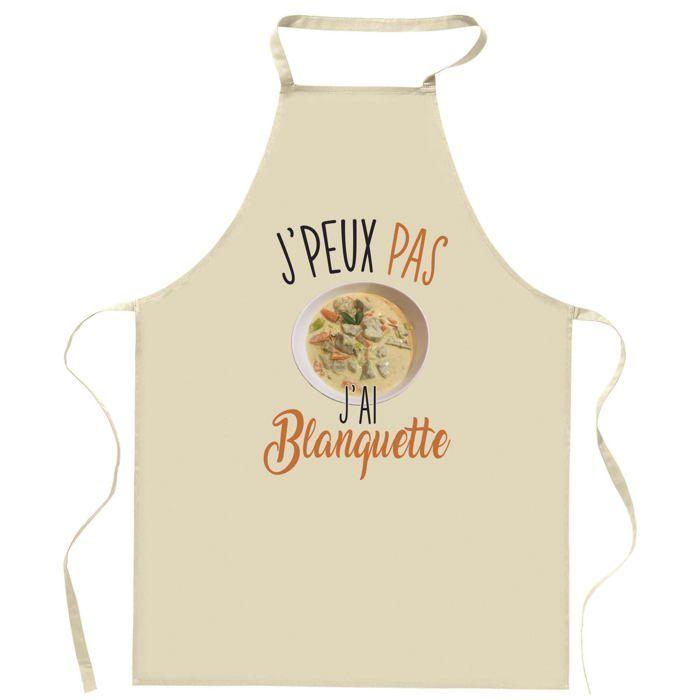 Tablier de cuisine - Planetee - Impression Bretonne - Coton résistant - Motif 'blanquette J'peux pas'