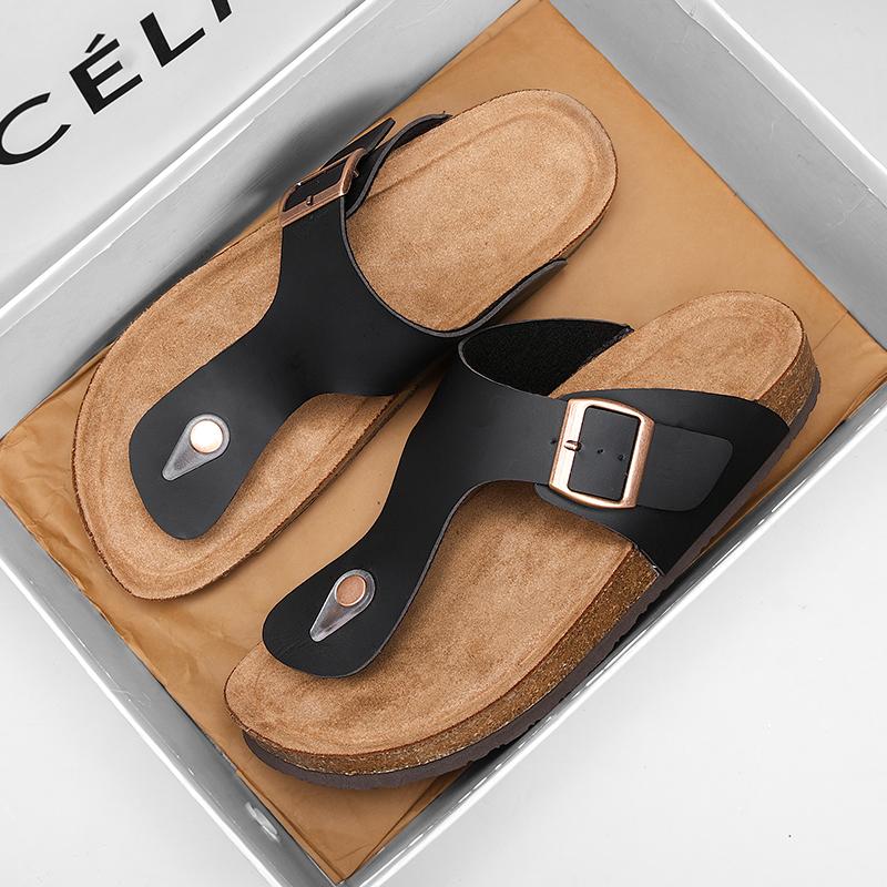 

Men Women Clogs Cork Slippers Slide Sandals Microfiber Leather Casual Slip On Sandal Beach Shoes Summer Footwear Unisex 45