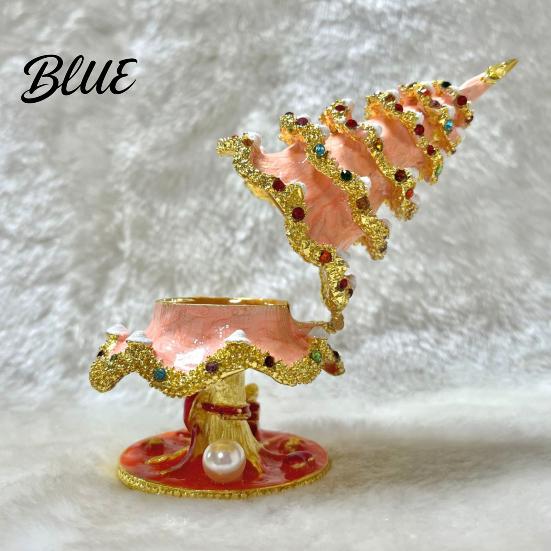 Holiday Gift for Women Christmas Tree Jewelry Box Enamel Inlay Alloy Organizer Luxury Metal Case Compact Decorative Ornament Dressing Table