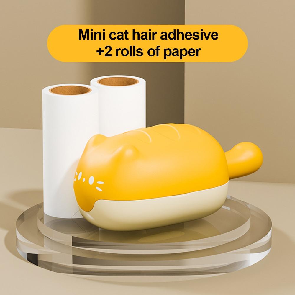 Cartoon Tearable Roll Paper Sticky Roller Brush Cat Shape Strong Adhesiveness Pet Hair Remover Clothes Reusable Detachable