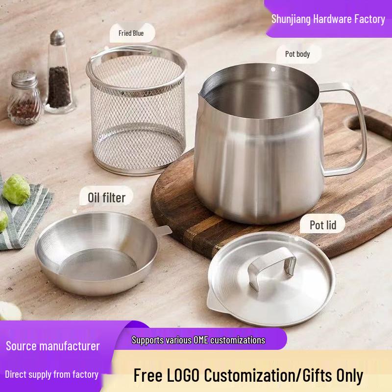 304 Stainless Steel Multi-Purpose Oil Filter Pot with Screen and Dregs Separator for Kitchen