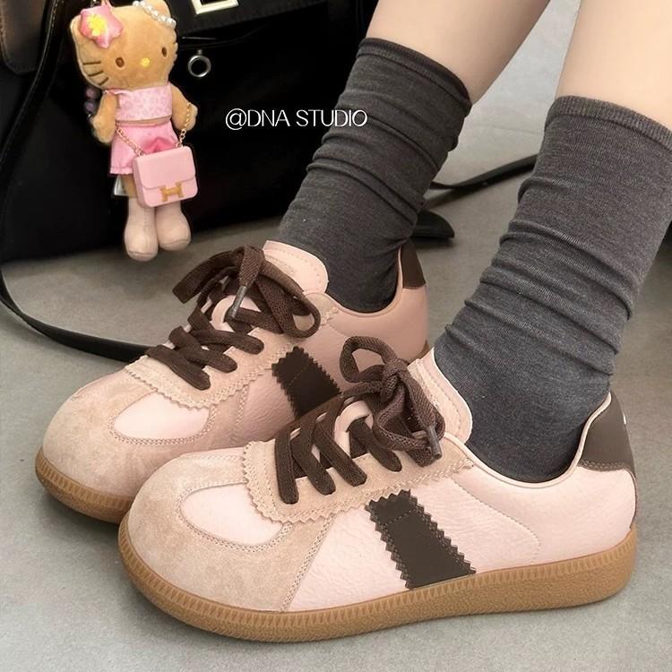 Thick-soled big-head retro women's shoes New sports and leisure shoes Round head lace-up board shoes
