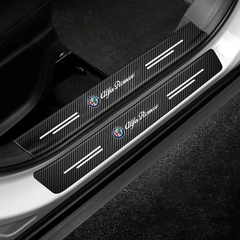 Car Door Threshold Scuff Plate Decals for Alfa Romeo 156 159 147 155 Mito Giulia GT Giulietta Stelvio Trunk Bumper Sill Stickers