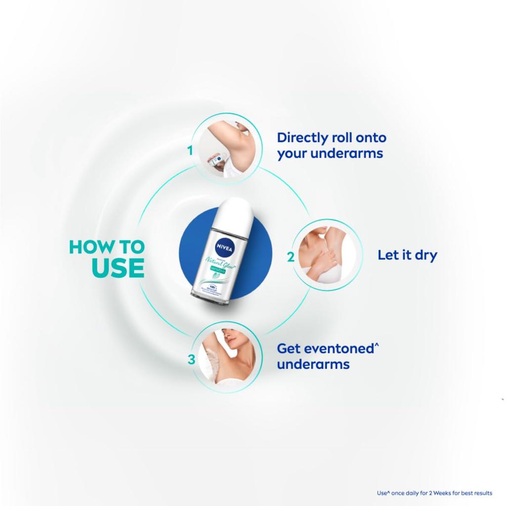NIVEA Women Deodorant Roll On, Whitening Sensitive, for 48h Protection, 50ml