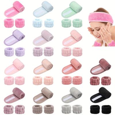 Mommy & Me Snap Headband Kit (3 Pcs), 1 Headband + 2 Wristbands, Ideal for Skincare & Makeup Application
