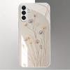 Light and Shadow Bouquet Metal Painted Glass Phone Case Suitable for Samsung GalaxyS26 S25 S24 S22 S21 S20FE/Ultra/PlusAnti Drop