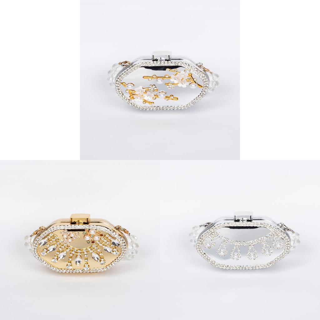 Fashionable Acrylic Small Square Purse With Shine Elements For Casual Outings