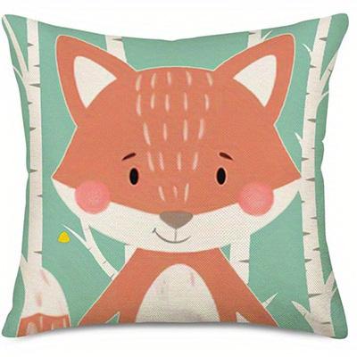 Cute Forest Animals Pattern Double-Sided Printed Pillow Cover Short Plush Suitable Living Room Bedrooms Sofa Throw Cushion Cover