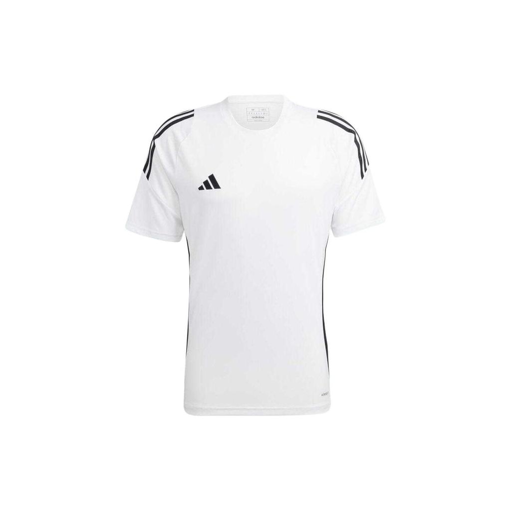 Adidas Colorblock Striped Logo Print Slim Fit Crew Neck Soccer Jersey Men Tops White IS1019