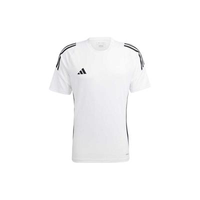 Colorblock Gestreiftes Logo Print Schmal Geschnitten Rundhals Fußballtrikot Herren Oberteile Weiß IS1019